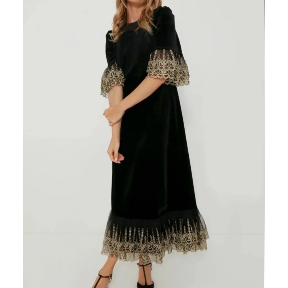 pomander place tuckernuck velvet black with gold lilith dress, women size small